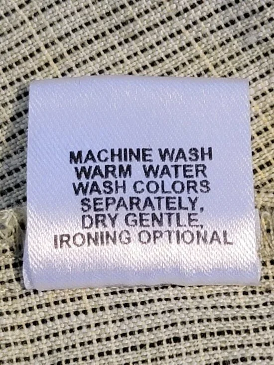 Flax Green Tan Gold Black Linen Short Sleeve Pullover Scoop Neck Tee - Sz 24-26 - Picture 6 of 6